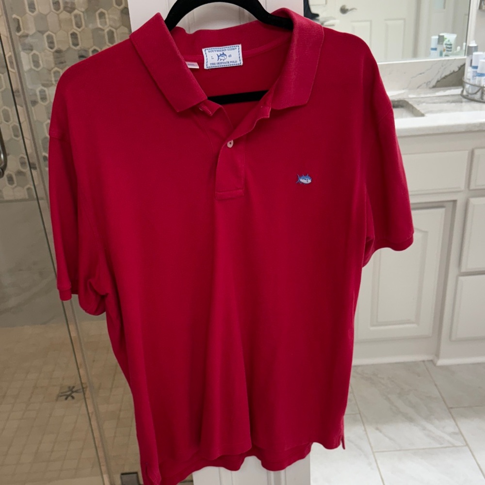 Southern Tide Large  Crimson Red Polo Shirt